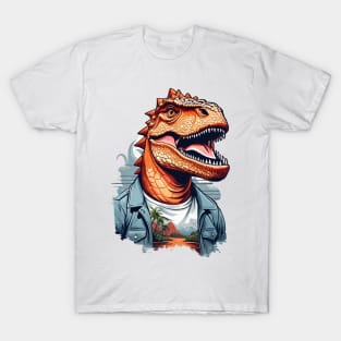 Dinosaur Roar Tropical Adventure AI Art T-Shirt